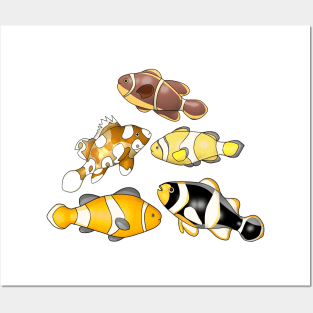 Group of colorful Clownfish cartoon Posters and Art